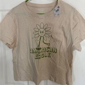 American Eagle Outfitters woman’s Beige T-Shirt with Green Graphic